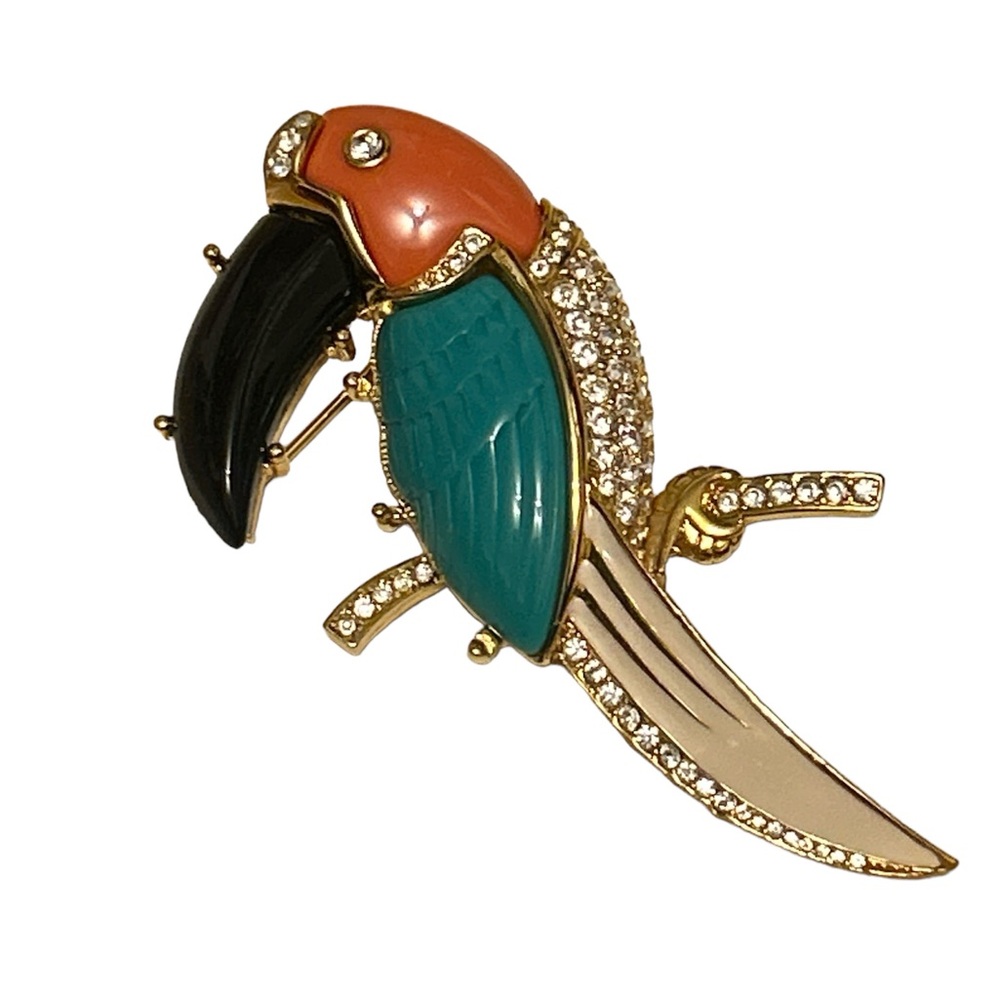 Vintage Kjl By Kenneth Jay Lane Parrot Toucan Brooch Pin